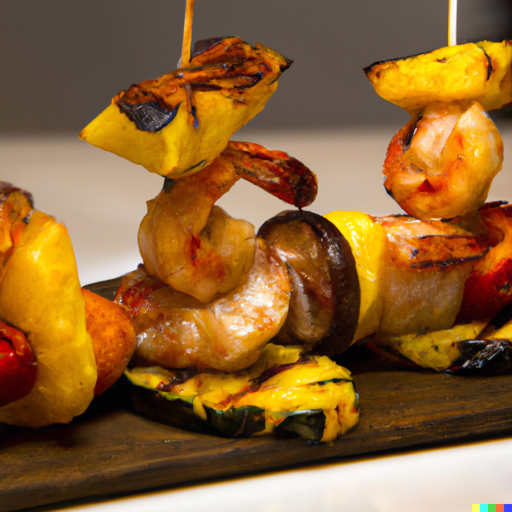 Brocheta de piña y gamba