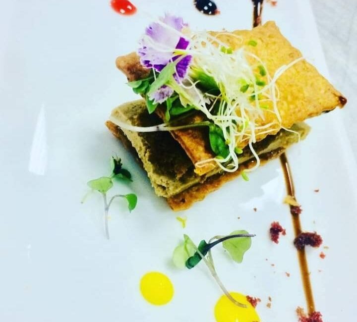 Milhoja de foie y plátano