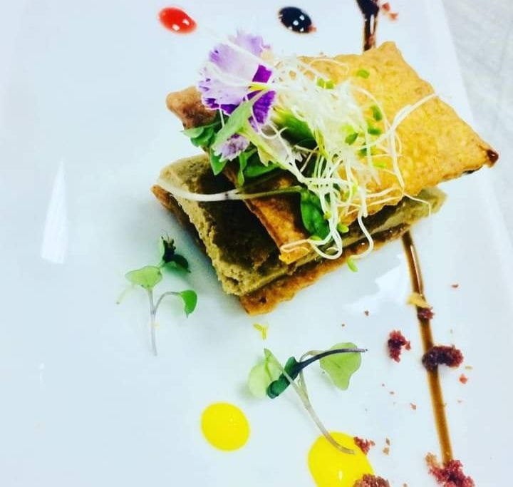Milhoja de foie y plátano