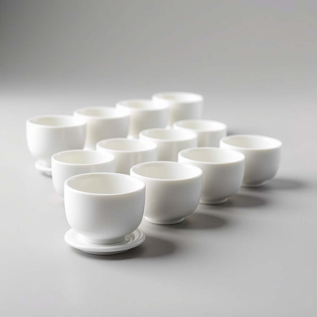 Juego de cucharitas de aperitivo de porcelana blanca