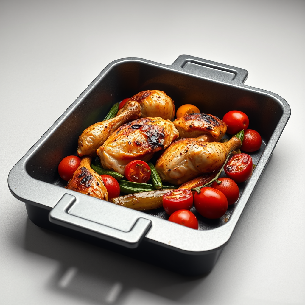Bandeja de horno antiadherente para pollo y verduras