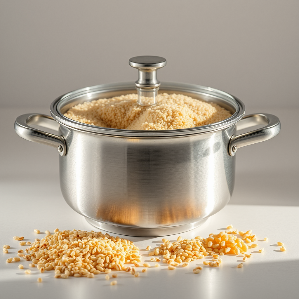 Olla para cocinar quinoa y cereales con tapa